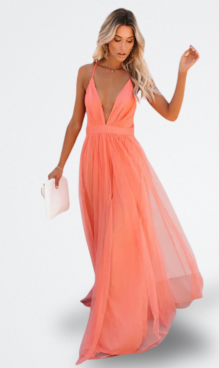 Lidia Vestito Lungo Elegante con Schiena Scoperta