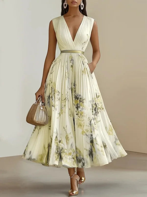 Isabella™ | Abito Lungo Elegante con Stampa Acquerello