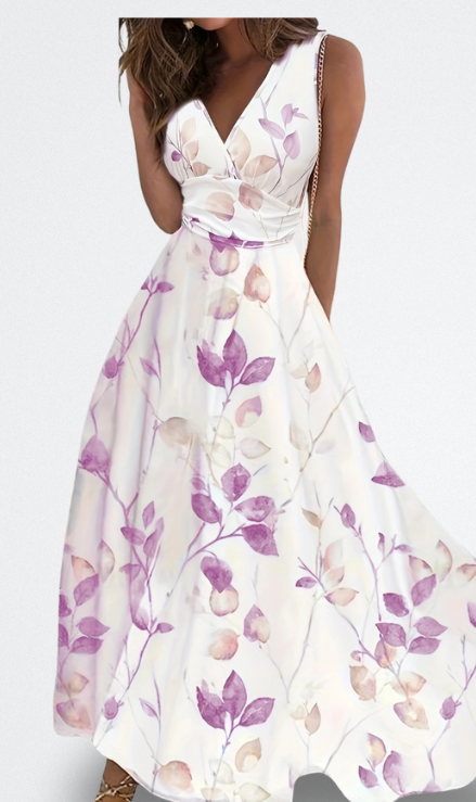 Vestito Lungo Elegante Sorelle con Fiori