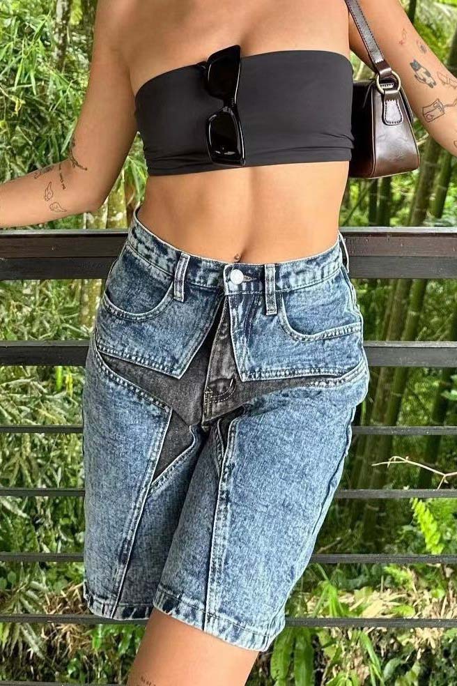 Sofia™ | Pantaloni cargo in denim a vita alta