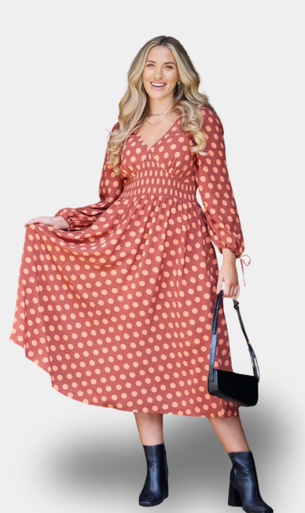 Maddie - Vestito con Collo a V - Floreale Blu