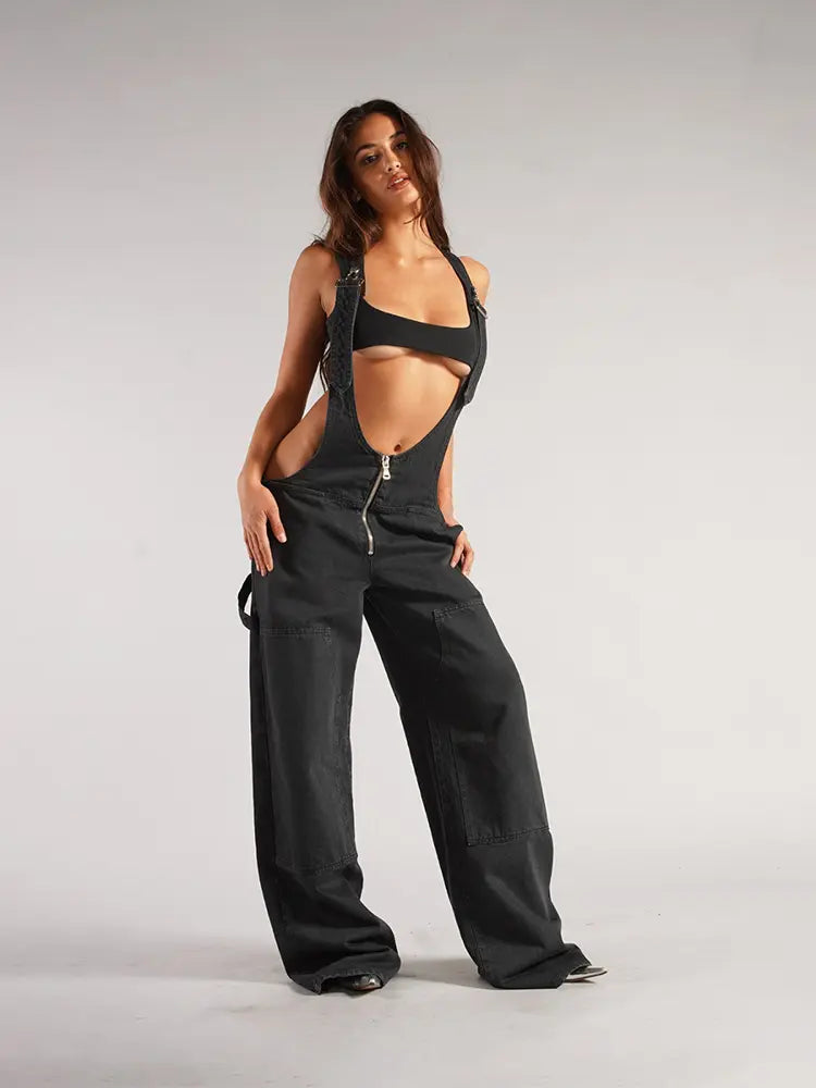 Victoria™ | Denim Jumpsuit with Zip Fastening