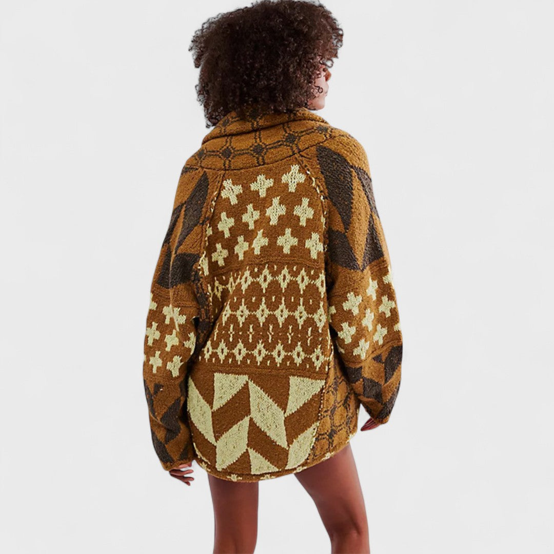 Portia - Cardigan vintage con colletto button down e manica lunga