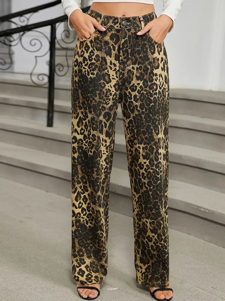 Victoria™ | Autumn Leopard Print Straight Leg Jeans