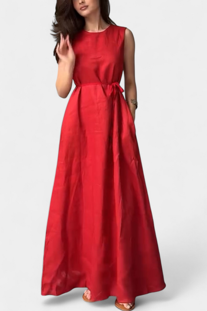 Vestito Rosetta Morbido in Cotone e Lino Senza Maniche