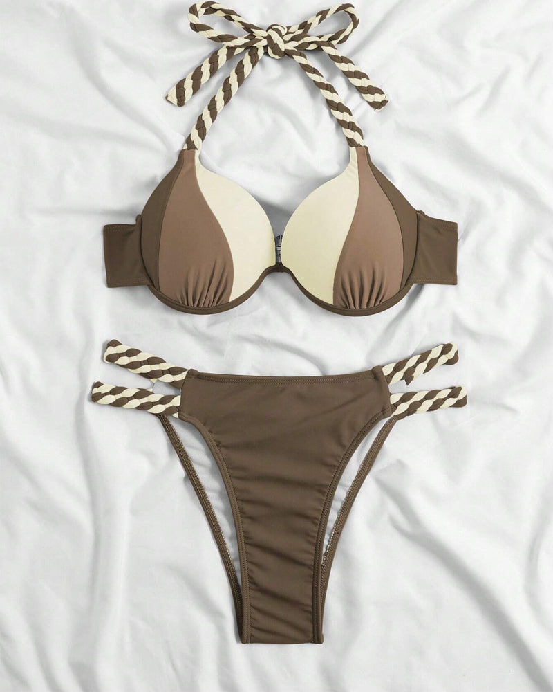 Victoria™ | Colourblock Halter Neck Bikini Set