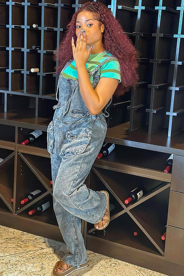 Sofia™ | Pantaloni cargo in denim a vita alta