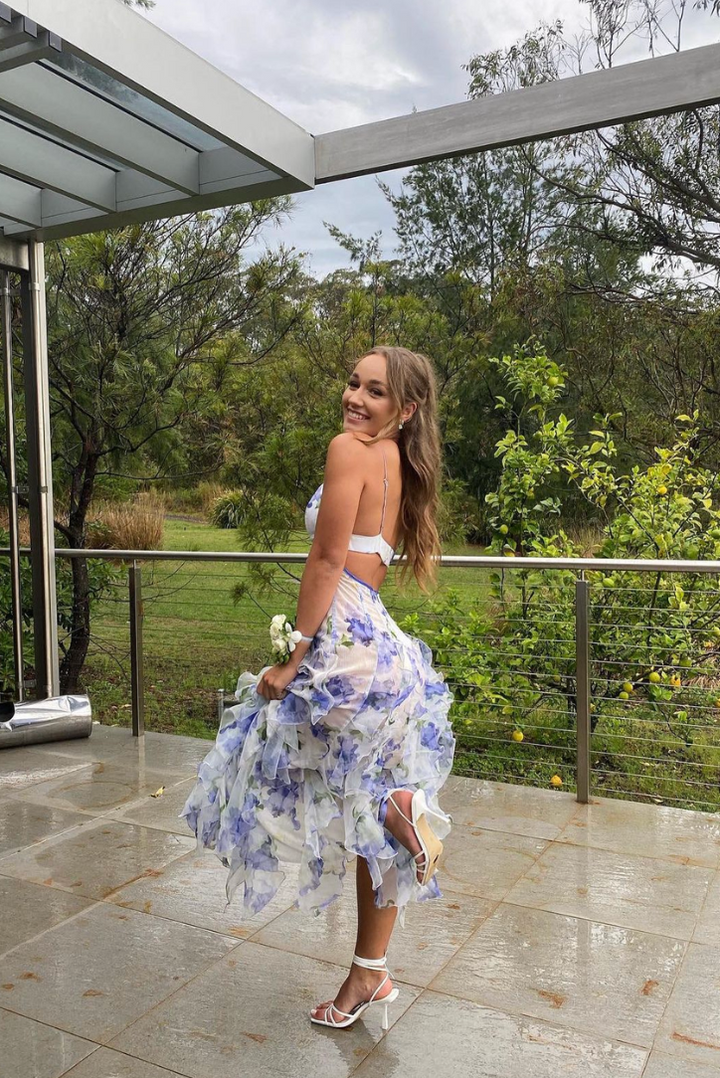 Rosa | Abito Estivo con Volant e Stampa Floreale