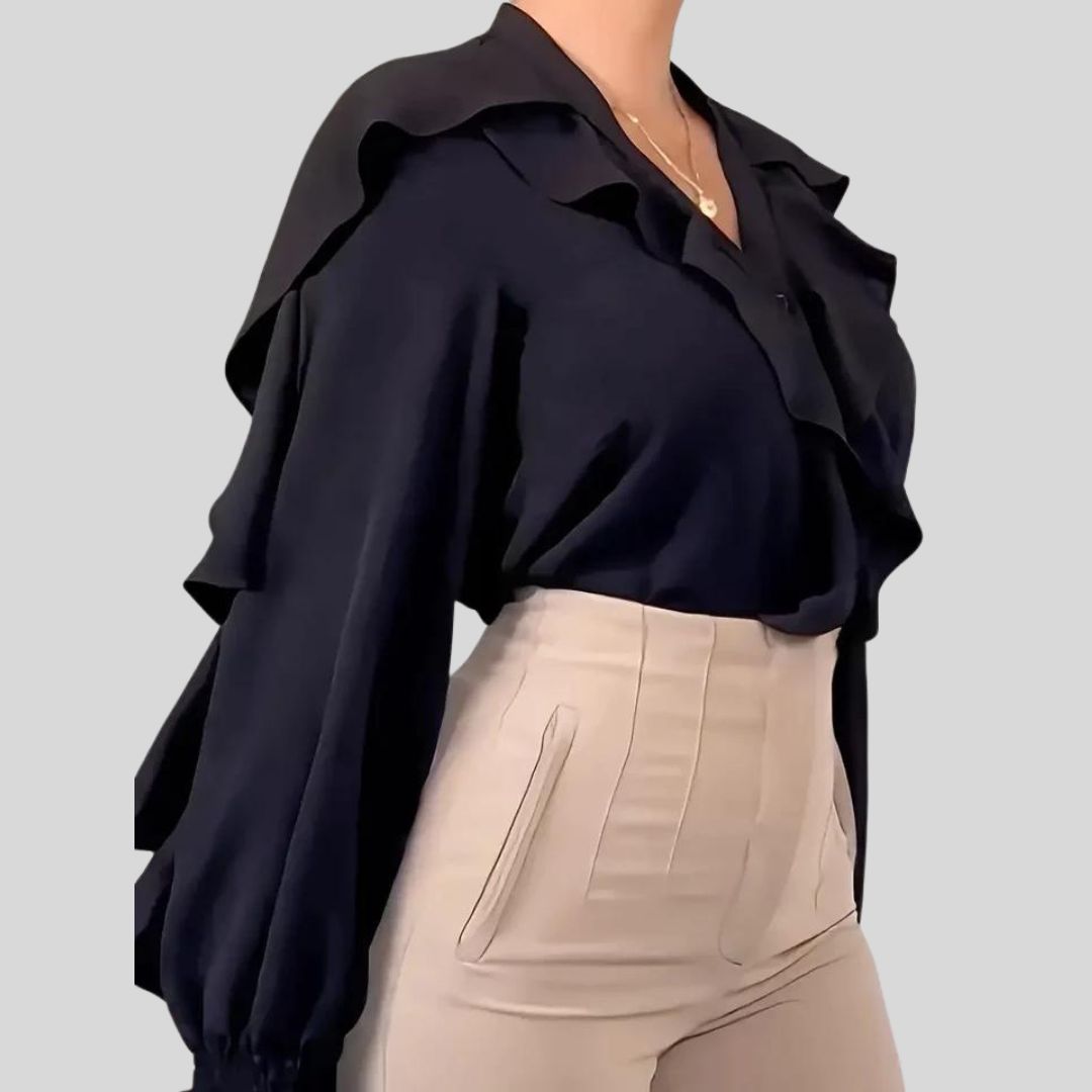 Victoria™ | Casandra | Elegant Flowing Blouse with Cascade Ruffles