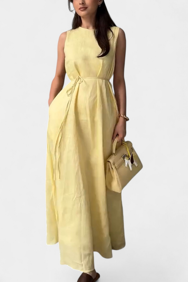 Vestito Rosetta Morbido in Cotone e Lino Senza Maniche