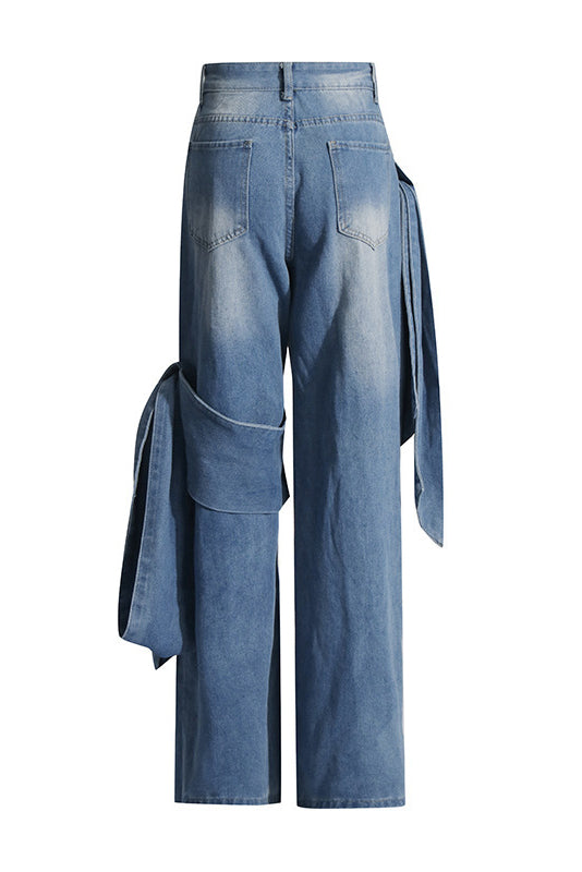 Sofia™ | Pantaloni cargo in denim a vita alta