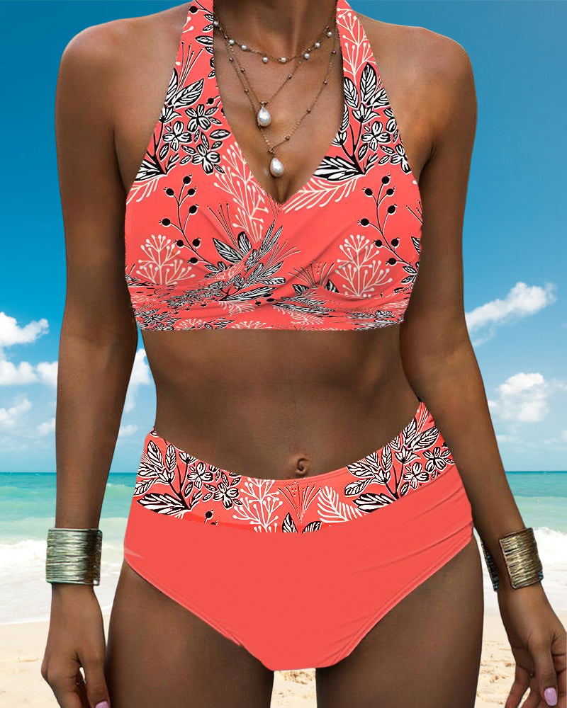 Victoria™ | Halter Neck Printed Bikini Set