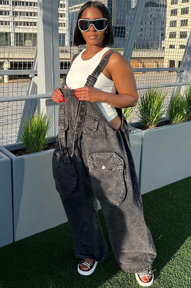 Sofia™ | Pantaloni cargo in denim a vita alta