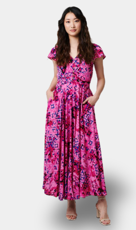 Anais Vestito Lungo Floreale in Rosa