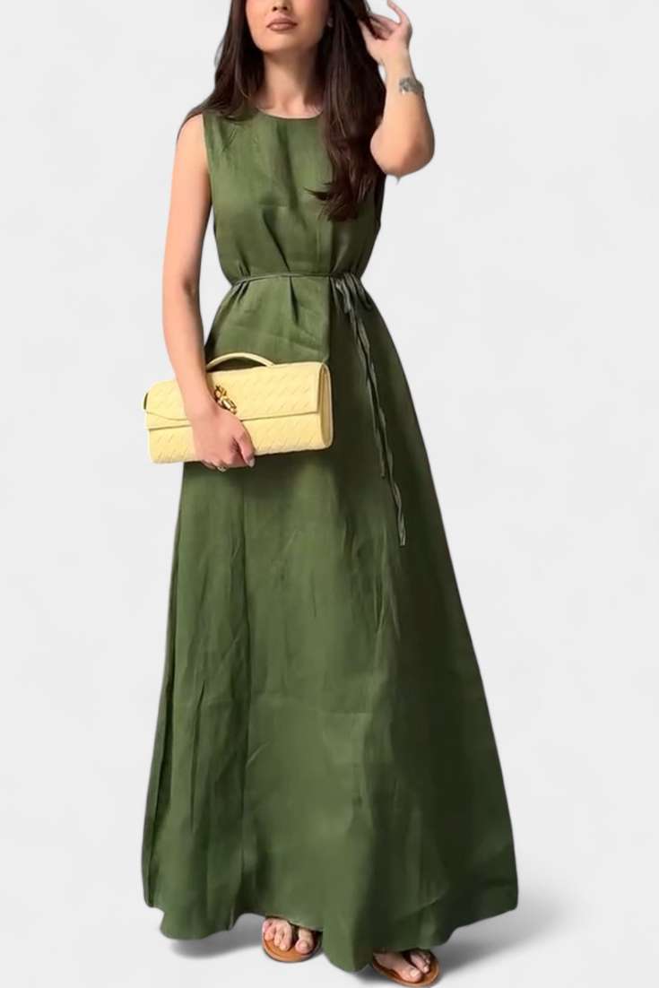 Vestito Rosetta Morbido in Cotone e Lino Senza Maniche