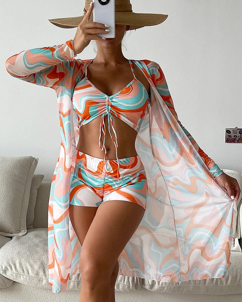 Victoria™ | Stylish Three-Piece Printed Bikini Swimsuit