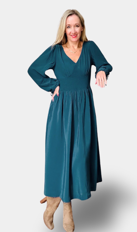 Maddie - Vestito con Collo a V - Floreale Blu