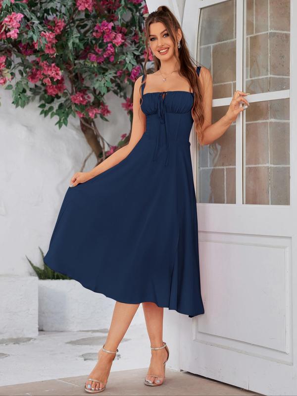 Elena – Abito Midi Elegante con Scollatura Quadrata