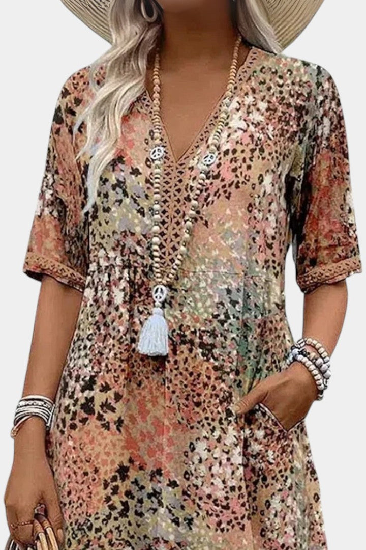 Perla Vestito Midi Boho con Stampa Floreale