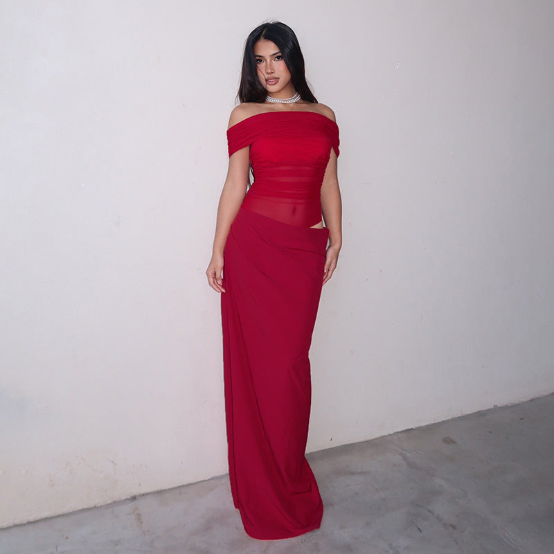 Maisy | Abito Maxi in Rete con Spalle Scoperte