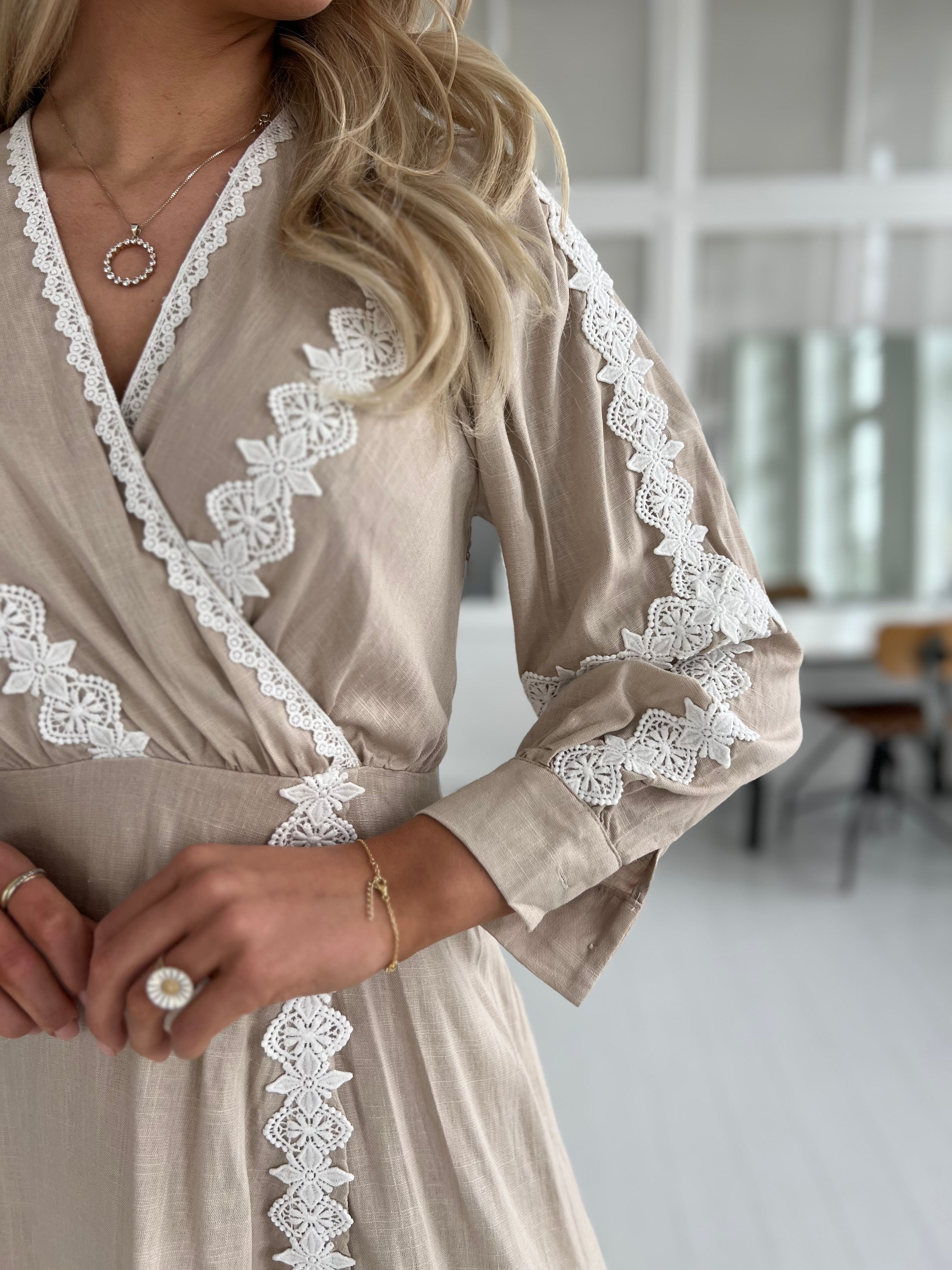 Victoria™ | Elli White Taupe Lace Dress