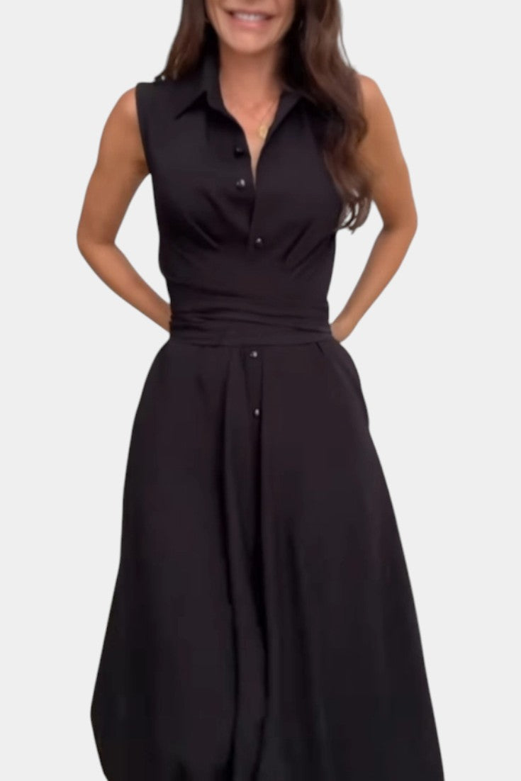 Meryl Vestito Midi Stile Camicia con Bottoni