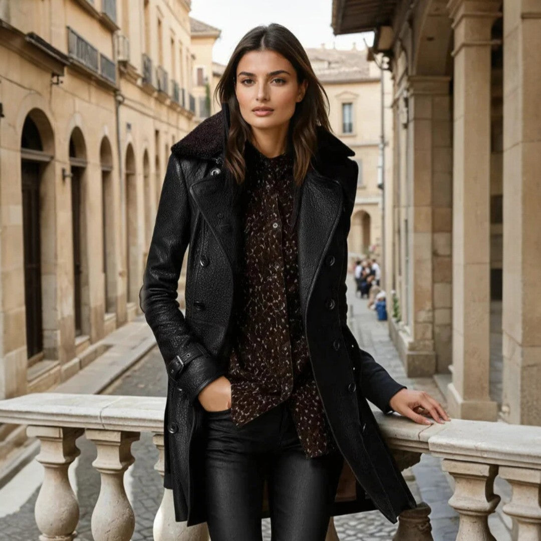Emma | Cappotto in Pelle a Tre Quarti