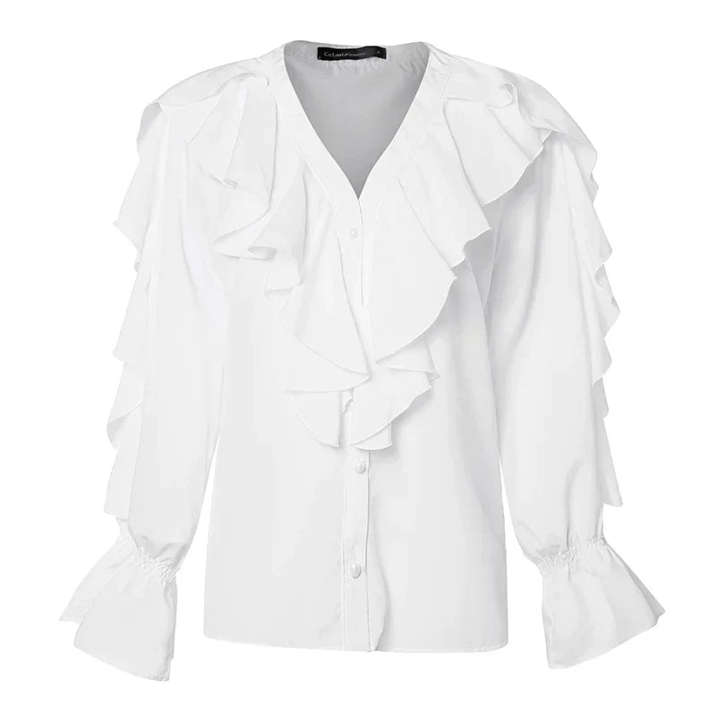 Victoria™ | Casandra | Elegant Flowing Blouse with Cascade Ruffles