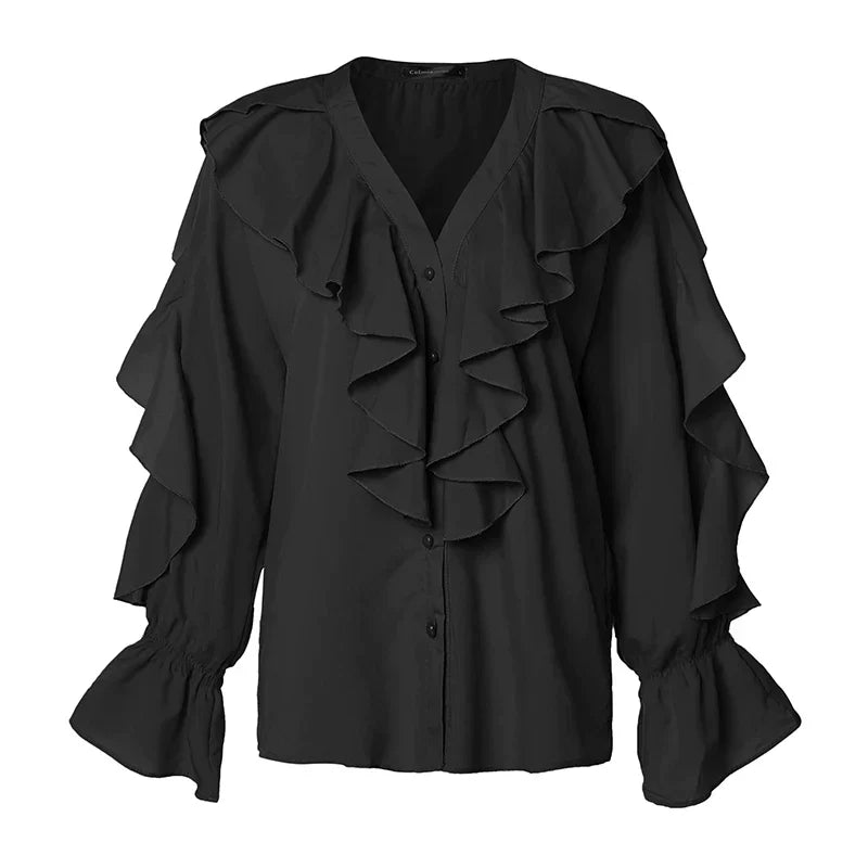 Victoria™ | Casandra | Elegant Flowing Blouse with Cascade Ruffles