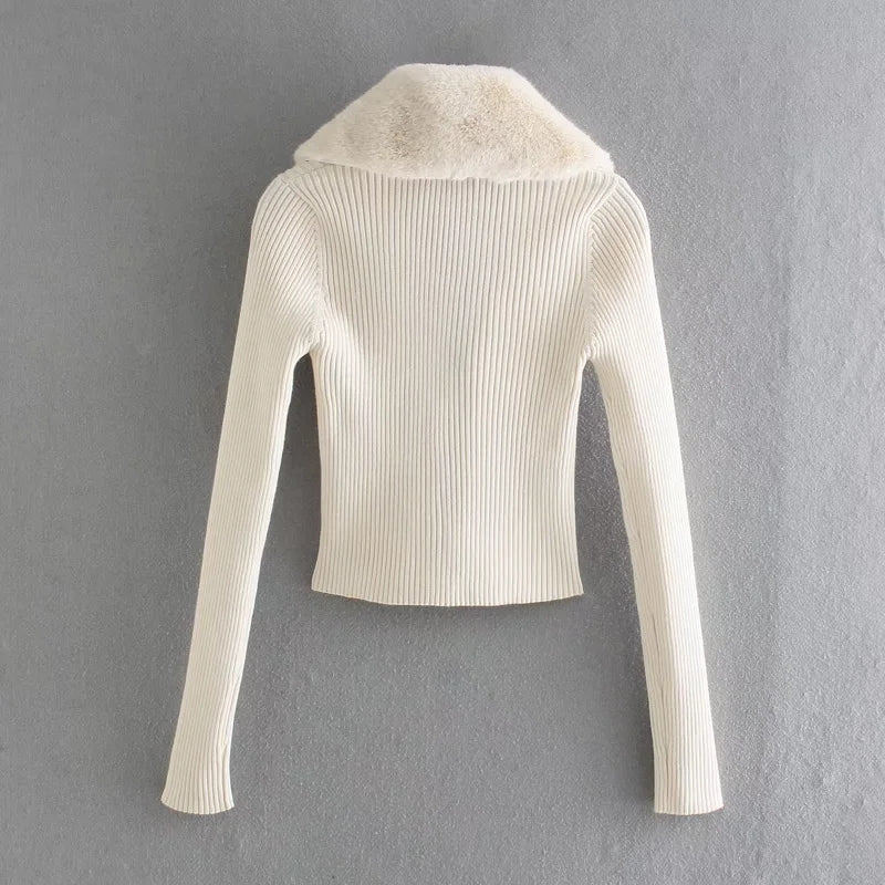 Sofia™ | Cardigan con Bordo in Pelliccia Bellina