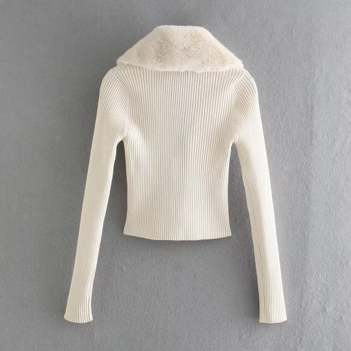 Sofia™ | Cardigan con Bordo in Pelliccia Bellina