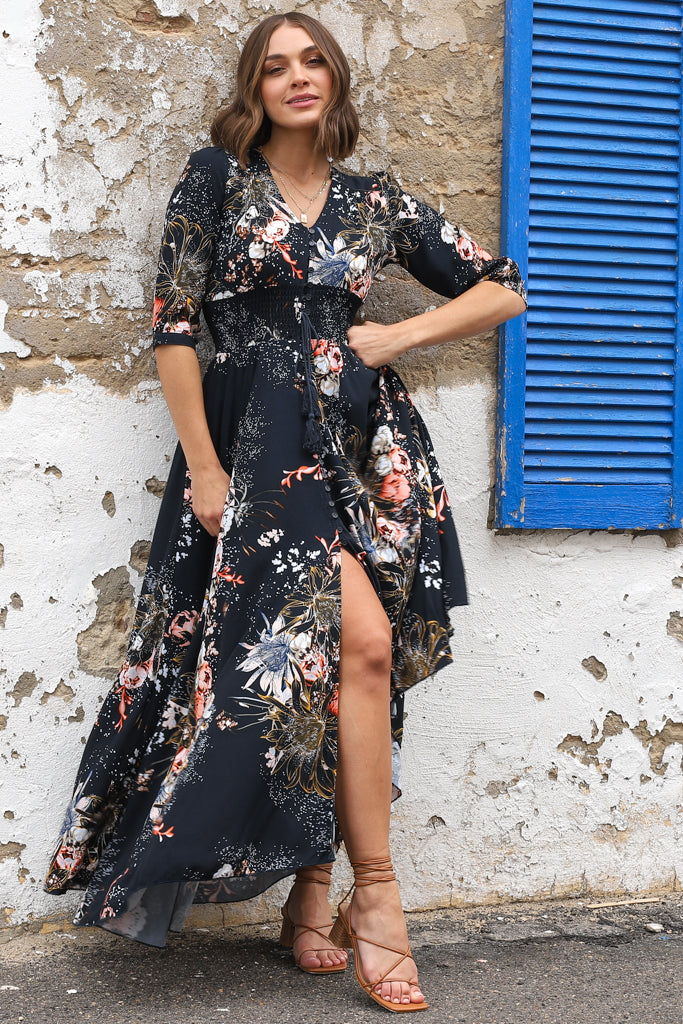 Emma – Vestito Maxi Indiana in Stampa Indigo