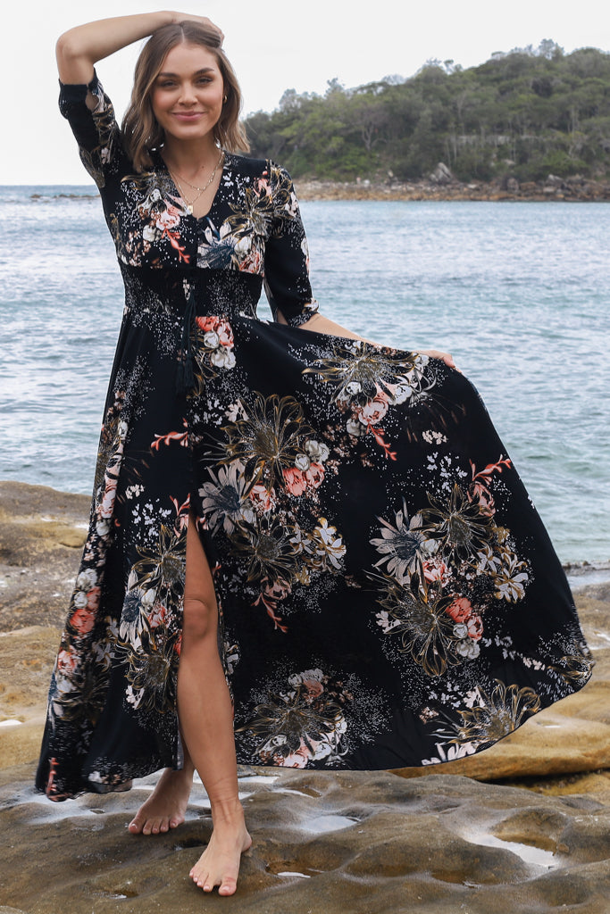 Emma – Vestito Maxi Indiana in Stampa Indigo