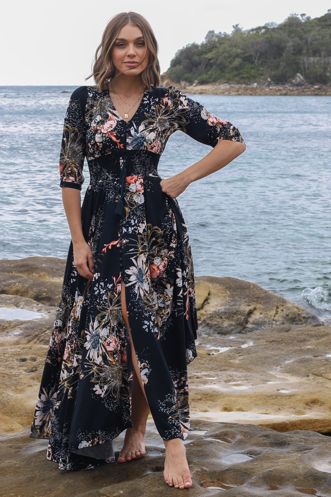 Emma – Vestito Maxi Indiana in Stampa Indigo