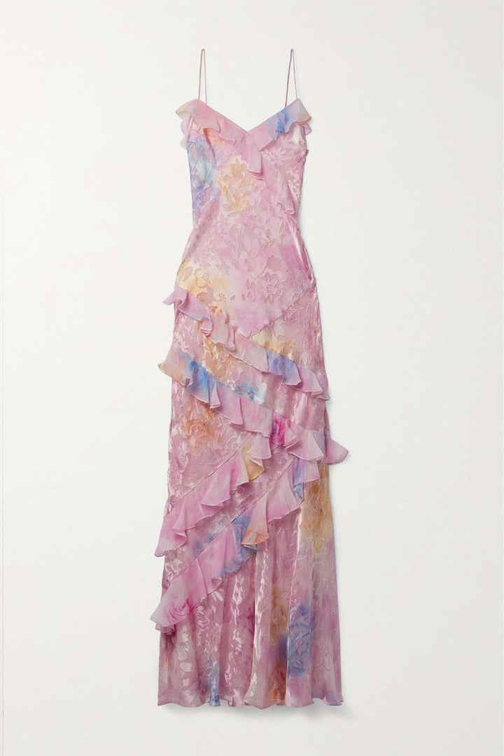 Isadora | Abito Lungo Romantico in Seta Pastello