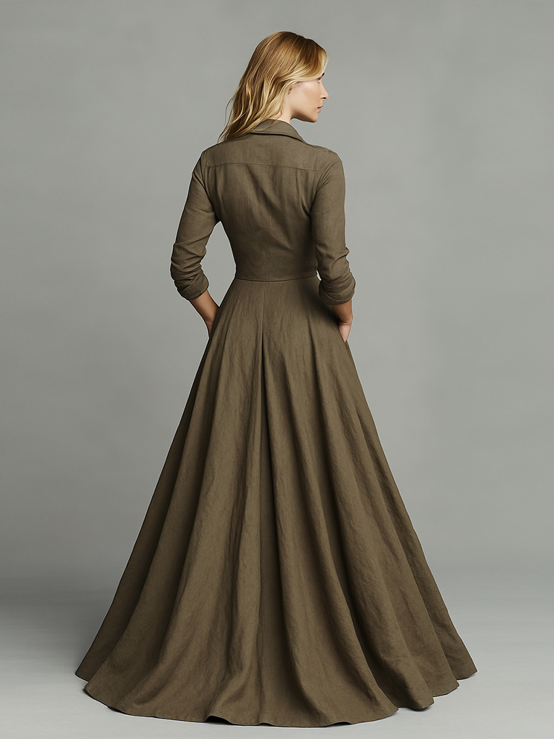 LARA™ | ABITO MAXI IN COTONE E LINO VINTAGE