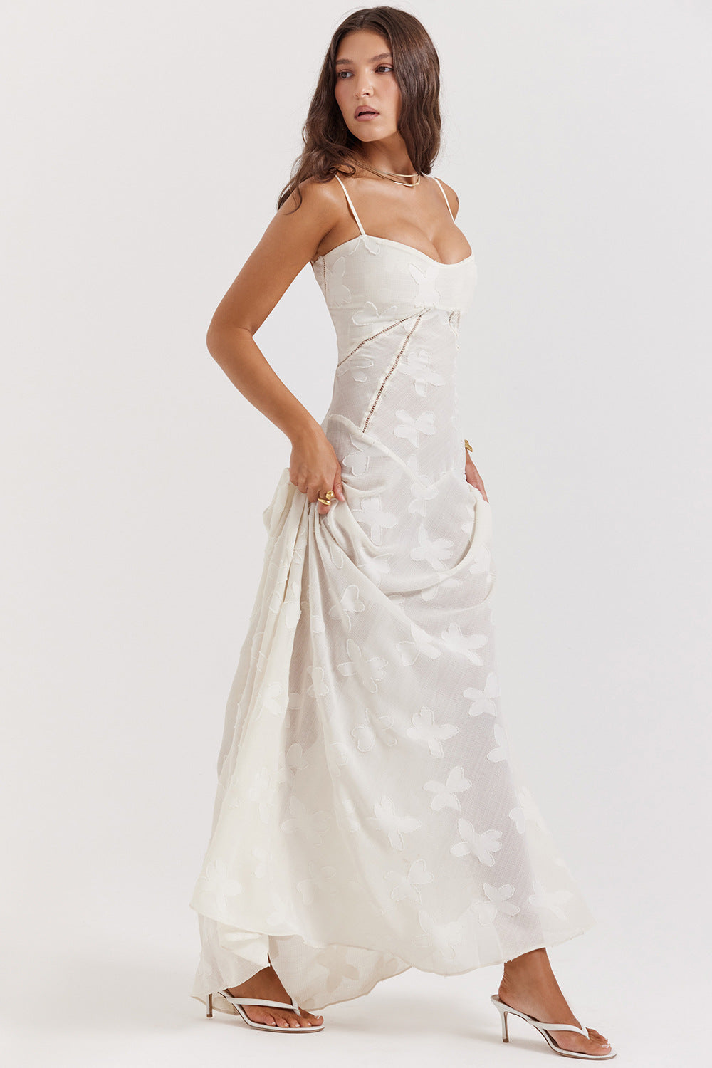 Lucia | Abito lungo Bianco sporco