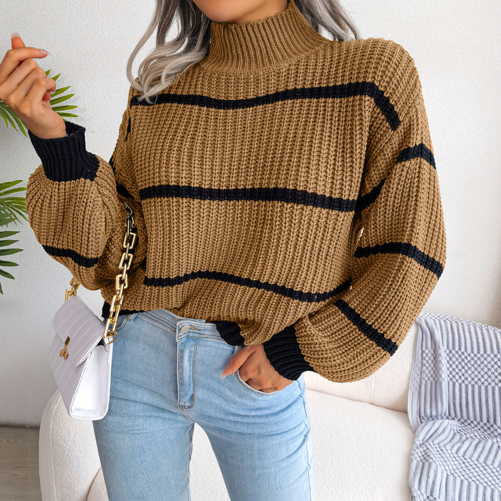 Victoria™ | Striped Half Turtleneck Sweater