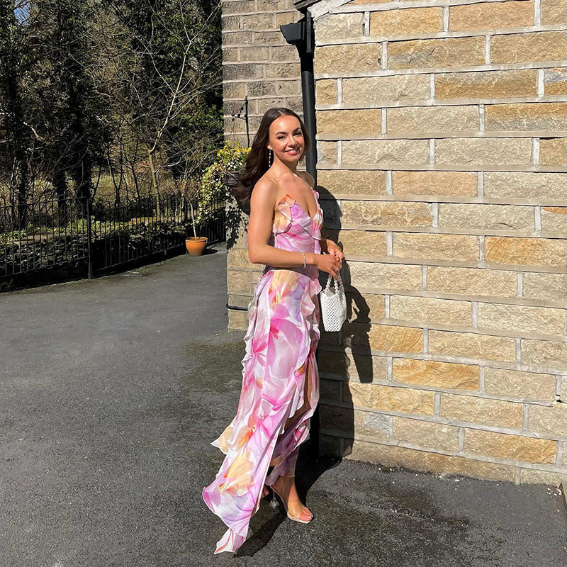 Nylah | Abito Maxi con Rouches Floreali