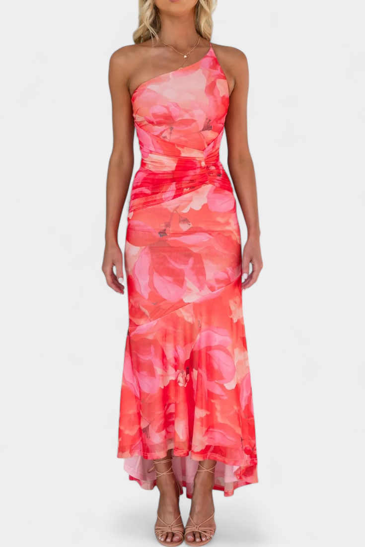 Abigail Vestito Floreale a Una Sola Manica