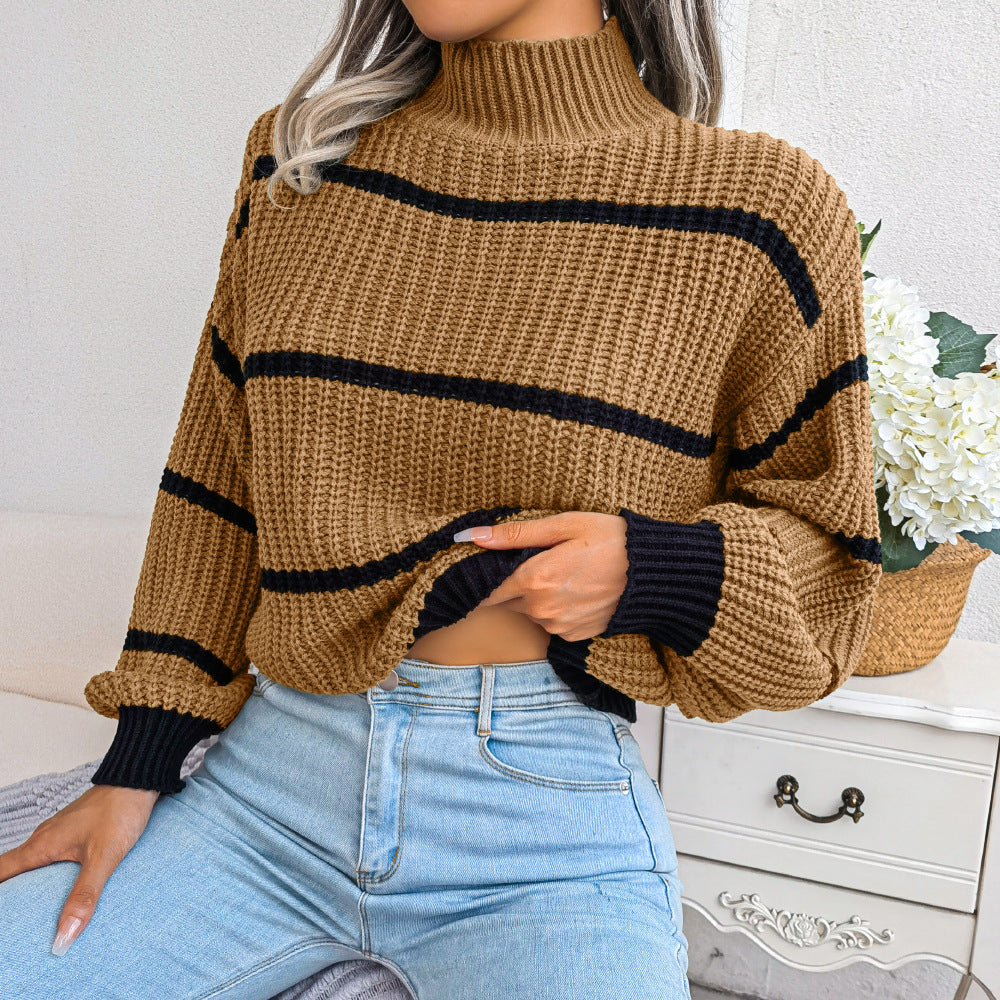 Victoria™ | Striped Half Turtleneck Sweater