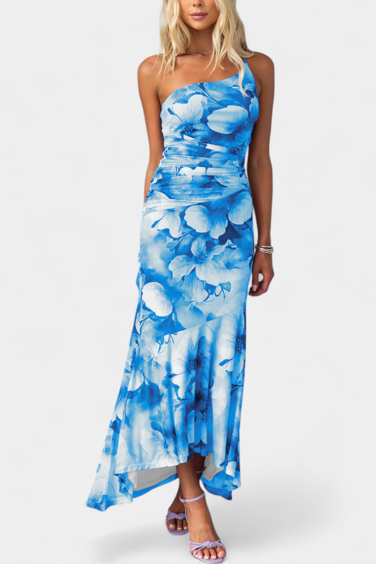 Abigail Vestito Floreale a Una Sola Manica