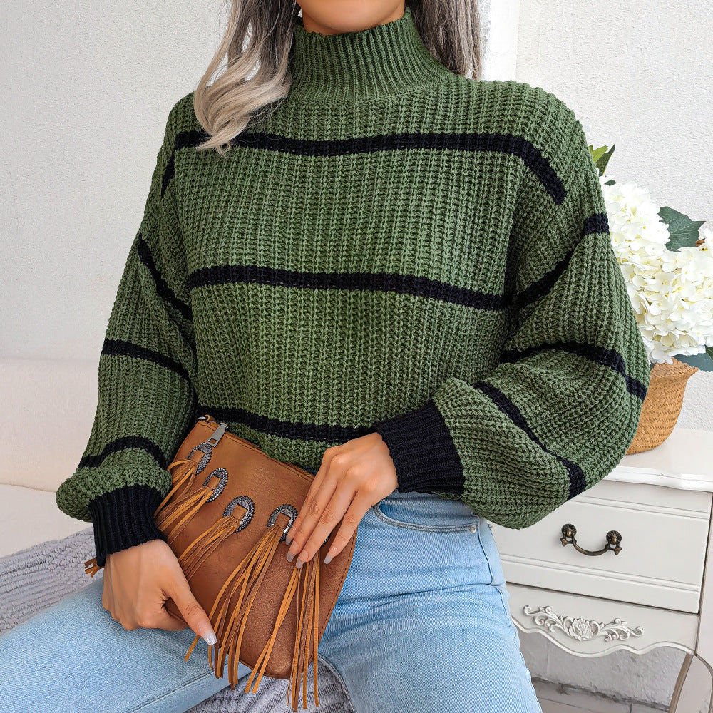 Victoria™ | Striped Half Turtleneck Sweater