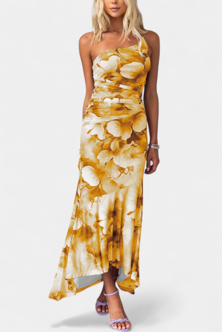 Abigail Vestito Floreale a Una Sola Manica