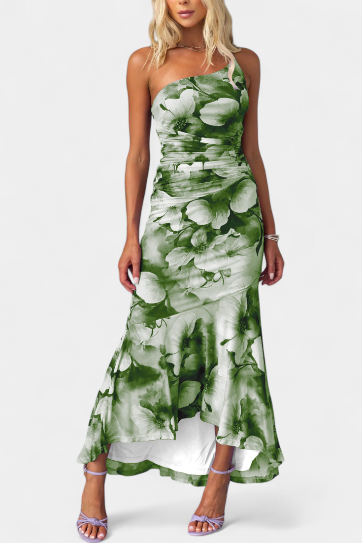 Abigail Vestito Floreale a Una Sola Manica