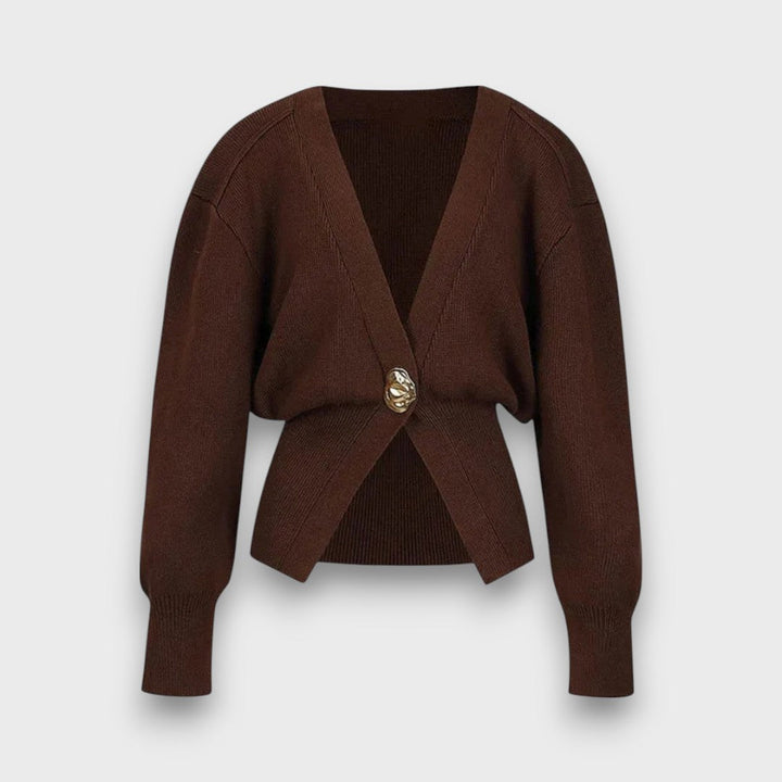 Enea – Cardigan con scollo a V profondo e bottone dorato