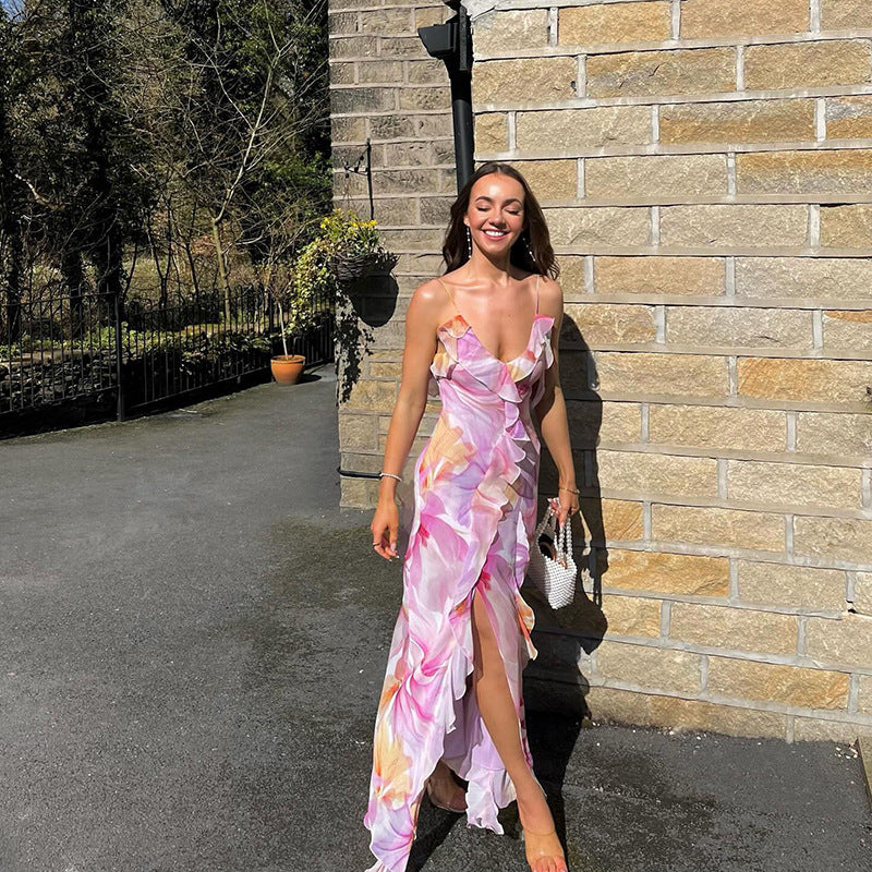 Nylah | Abito Maxi con Rouches Floreali