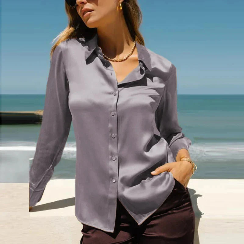 Victoria™ | Layla Silk Satin Blouse for Office and Evening Elegance