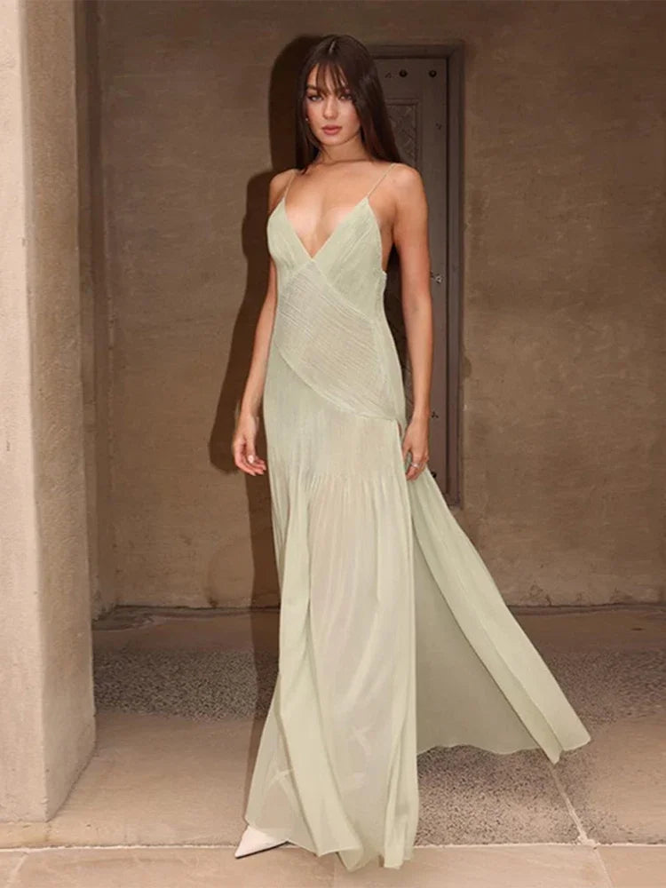 Victoria™ | Elegant Pleated High Split Backless Maxi Dress