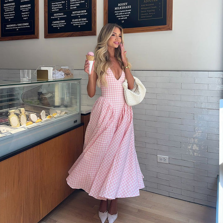 Romina | Abito Midi a Fantasia Check